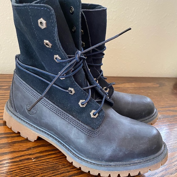 blue leather timberland boots